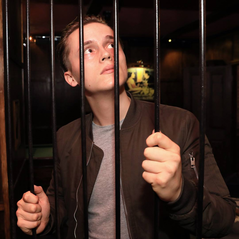 A man behind bars