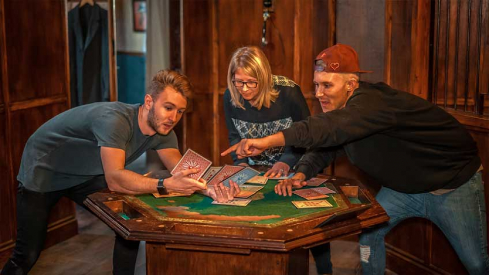 A group solving puzzles