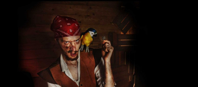 A pirate with a parrot